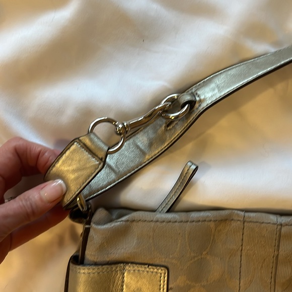 COACH Grey and Silver Shoulder Crossbody Purse Medium Sized - Picture 4 of 9